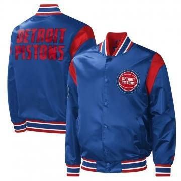 Detroit Pistons Force Play Varsity Blue Satin Jacket Detroit Pistons Force Play Varsity Blue Satin Jacket
