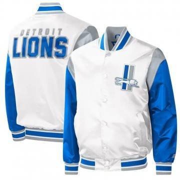 Throwback Warm Up Pitch Detroit Lions Varsity Satin Jacket Throwback Warm Up Pitch Detroit Lions Varsity Satin Jacket