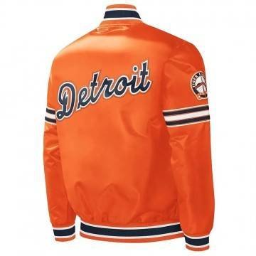 Slider Detroit Tigers Orange Varsity Satin Jacket