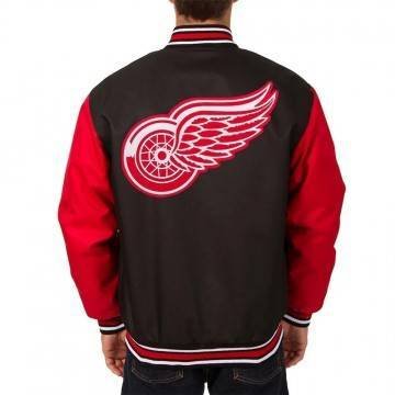 Black Red Detroit Red Wings Two Hit Poly Twill Jacket Black Red Detroit Red Wings Two Hit Poly Twill Jacket
