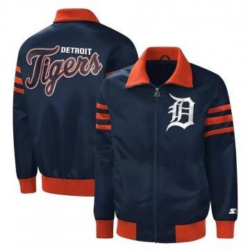 The Captain II Detroit Tigers Navy Varsity Satin Jacket The Captain II Detroit Tigers Navy Varsity Satin Jacket