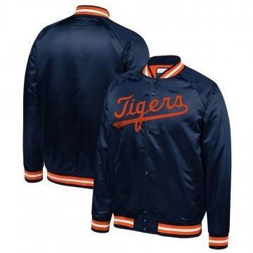 Detroit Tigers Bomber Satin Navy Jacket