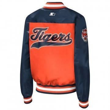 Detroit Tigers Orange and Navy Blue Satin Full-Snap Jacket Detroit Tigers Orange and Navy Blue Satin Full-Snap Jacket