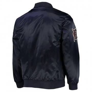 Navy Blue Detroit Tigers Wordmark Satin Jacket