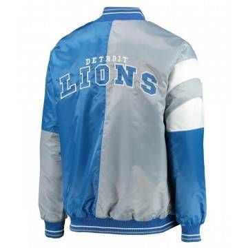 Detroit Lions Leader Varsity Satin Blue Gray Full-Snap Jacket