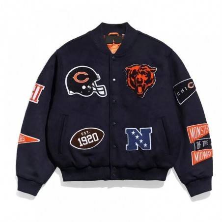 Retro Chicago Bears Navy Varsity Wool Pennant Jacket