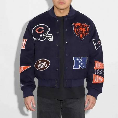 Retro Chicago Bears Navy Varsity Wool Pennant Jacket