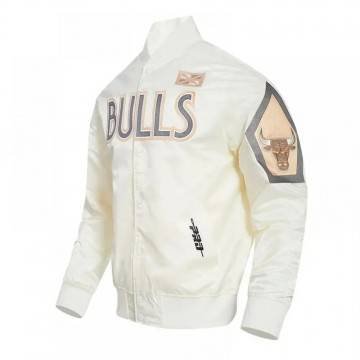 Chicago Bulls 2024/25 City Edition Chenille Cream Satin Jacket