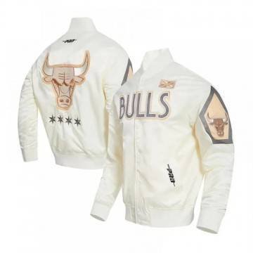 Chicago Bulls 2024/25 City Edition Chenille Cream Satin Jacket