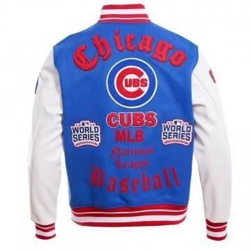 Chicago Cubs Old English Blue Wool Varsity Jacket
