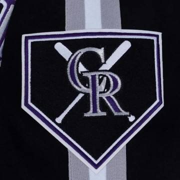 Colorado Rockies Eggshell Black Varsity Jacket with Current Logo