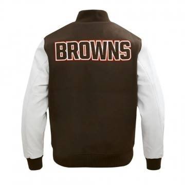 Cleveland Browns Classic Brown & White Wool Varsity Jacket Cleveland Browns Classic Brown & White Wool Varsity Jacket