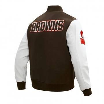 Cleveland Browns Classic Brown & White Wool Varsity Jacket Cleveland Browns Classic Brown & White Wool Varsity Jacket