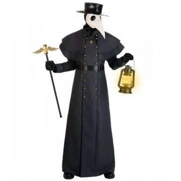 Classic Plague Doctor Black Wool Coat