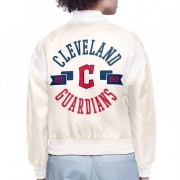 Cleveland Guardians Printed Logo Varsity Satin Jacket