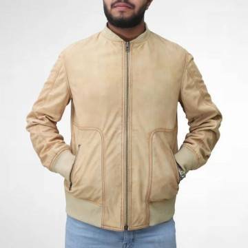 Cream Color Suede Bomber...