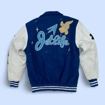 Jet Life Royal and White Varsity Jacket
