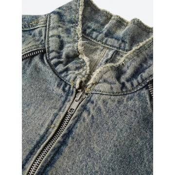 Cyberpunk Denim Zip-Up Jacket