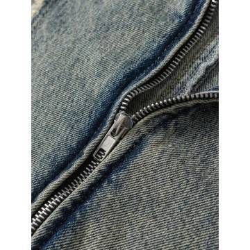 Cyberpunk Denim Zip-Up Jacket