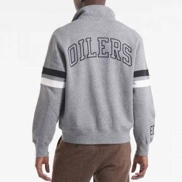 Edmonton Oilers Heather Gray Striped Fleece Jacket