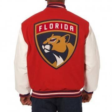 Florida Panthers Varsity Red and White Jacket Florida Panthers Varsity Red and White Jacket