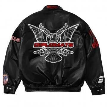 Dipset Diplomats Black Real Leather Jacket