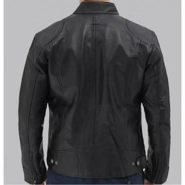 Dodge Black Men’s Leather Racer Jacket Dodge Black Men’s Leather Racer Jacket