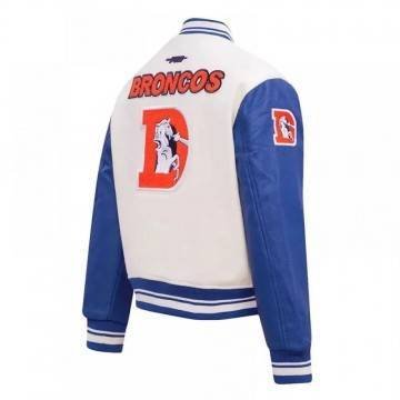 Denver Broncos Game Day Classics Cream Varsity Jacket Denver Broncos Game Day Classics Cream Varsity Jacket