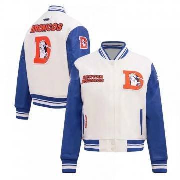 Denver Broncos Game Day Classics Cream Varsity Jacket Denver Broncos Game Day Classics Cream Varsity Jacket