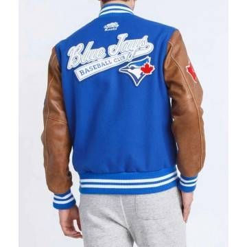 Varsity Toronto Blue Jays Blue and Brown Jacket