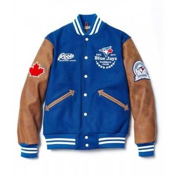 Varsity Toronto Blue Jays Blue and Brown Jacket