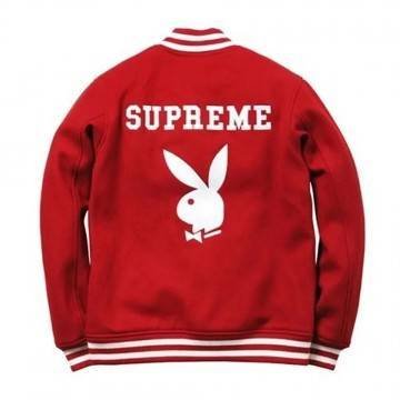 Red Supreme Playboy Varsity Wool Jacket