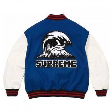 Wave Supreme Blue Varsity Bomber Jacket
