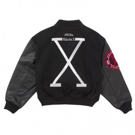 Supreme Malcolm X 40 Acres Black Varsity Jacket