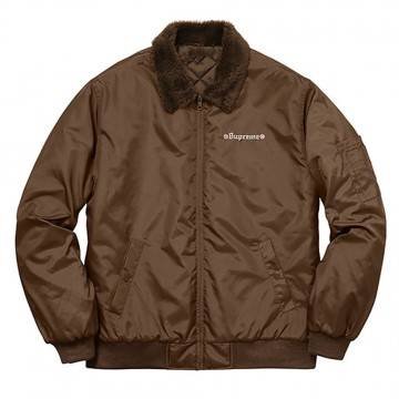 Supreme Independent Fur Collar Brown Bomber Jacket