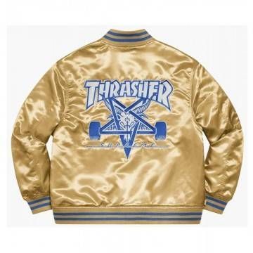 Supreme Thrasher Golden Satin Bomber Jacket