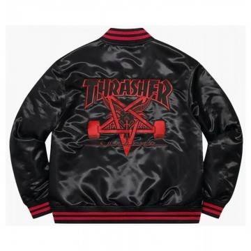 Supreme Thrasher Bomber Black Satin Jacket