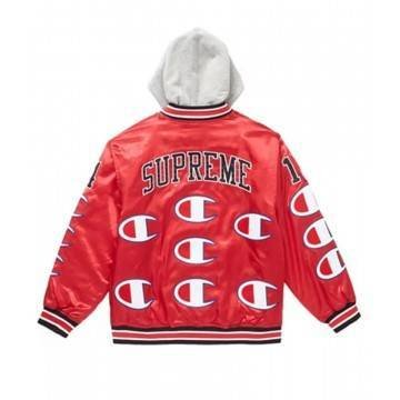 Varsity Supreme Champion Red Satin Jacket with Hood
