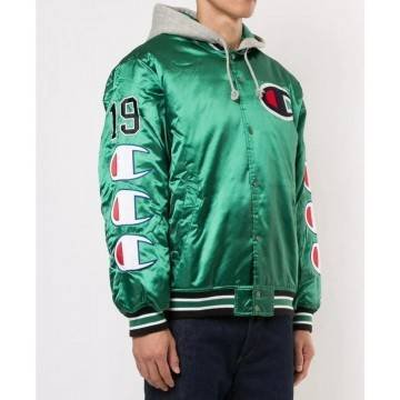Varsity Supreme Champion Green Satin Jacket with Hood Varsity Supreme Champion Green Satin Jacket with Hood