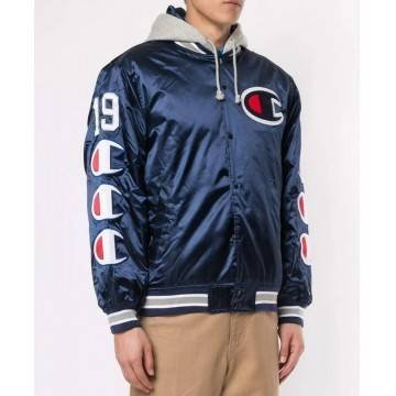 Varsity Supreme Champion Blue Satin Jacket with Hood