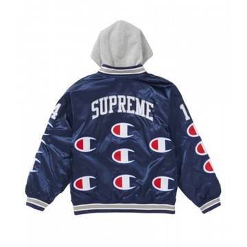 Varsity Supreme Champion Blue Satin Jacket with Hood
