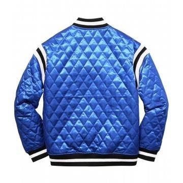 Supreme Diamond Varsity Blue Quilted Satin Jacket
