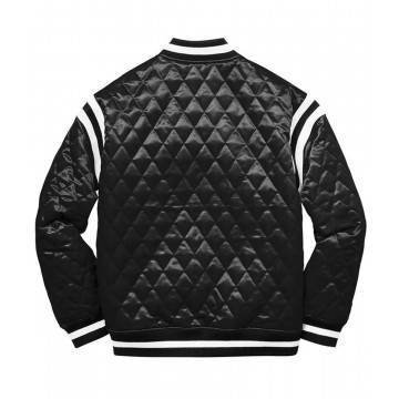 Supreme Diamond Varsity Black Quilted Satin Jacket Supreme Diamond Varsity Black Quilted Satin Jacket