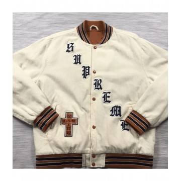 Supreme Old English Corduroy White Bomber Jacket Supreme Old English Corduroy White Bomber Jacket