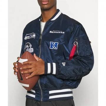 Navy Blue Seattle Seahawks Bomber MA-1 Jacket Navy Blue Seattle Seahawks Bomber MA-1 Jacket