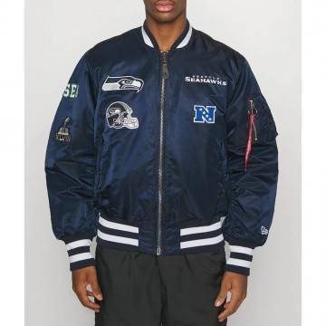 Navy Blue Seattle Seahawks Bomber MA-1 Jacket Navy Blue Seattle Seahawks Bomber MA-1 Jacket