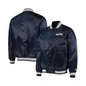 Seattle Seahawks Locker Room Full-Snap Navy Blue Bomber Jacket
