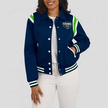 Lightweight Navy Seattle Seahawks Varsity Satin Jacket