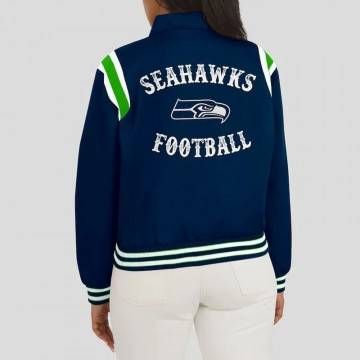 Lightweight Navy Seattle Seahawks Varsity Satin Jacket