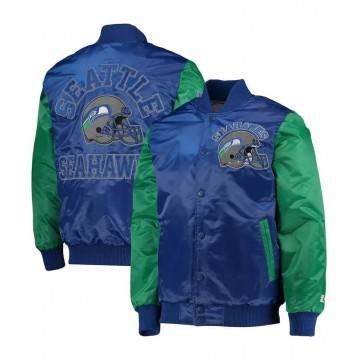 Locker Room Seattle Seahawks Throwback Navy & Neon Green Satin Jacket Locker Room Seattle Seahawks Throwback Navy & Neon Green Satin Jacket